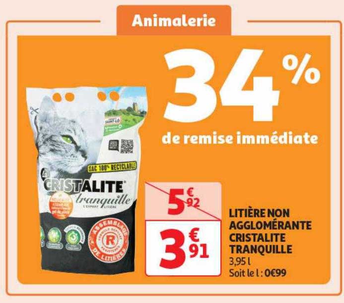 litière non agglomérante cristaline tranquille