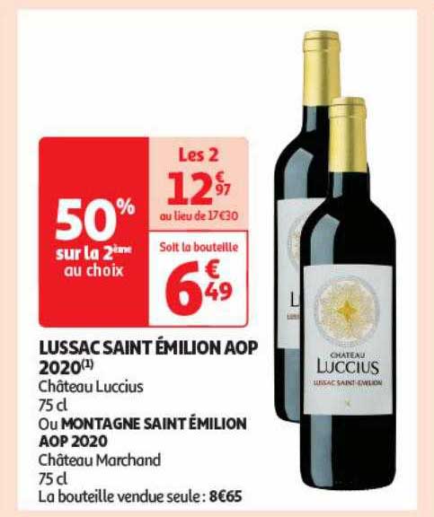 lussac saint émilion aop 2020 château luccius ou montagne saint émilion aop 2020 château marchand