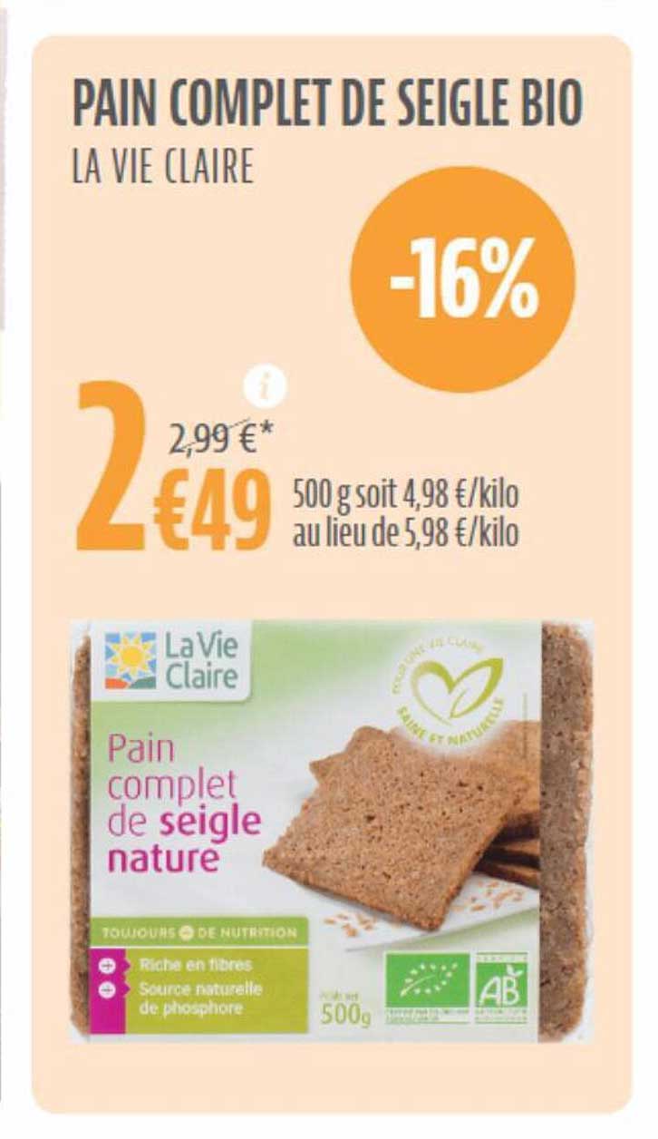 Pain Complet De Seigle Bio La Vie Claire