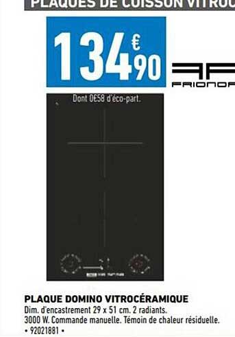 plaque domino vitrocéramique frionor