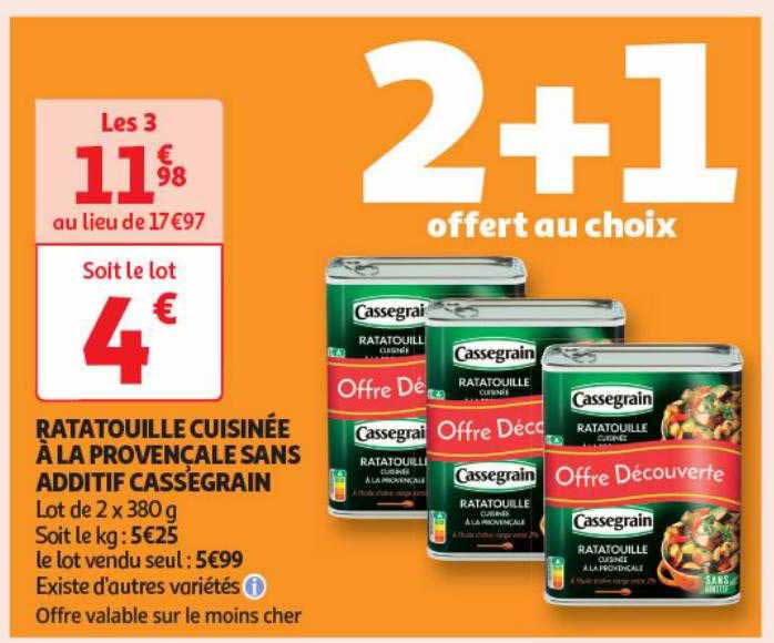 ratatouille cuisinée à la provençale sans additif cassegrain