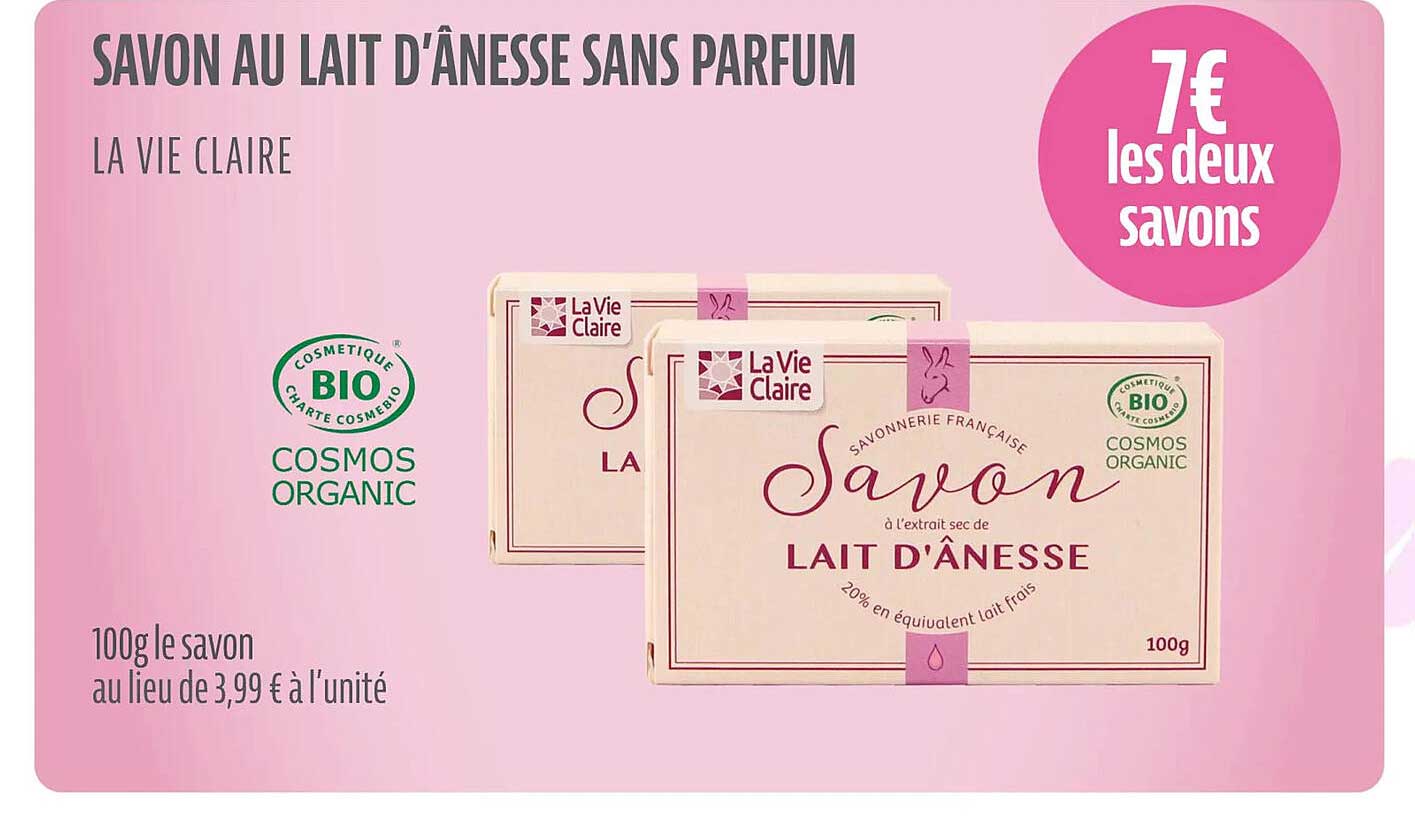 savon au lait d'ânesse sans parfum la vie claire