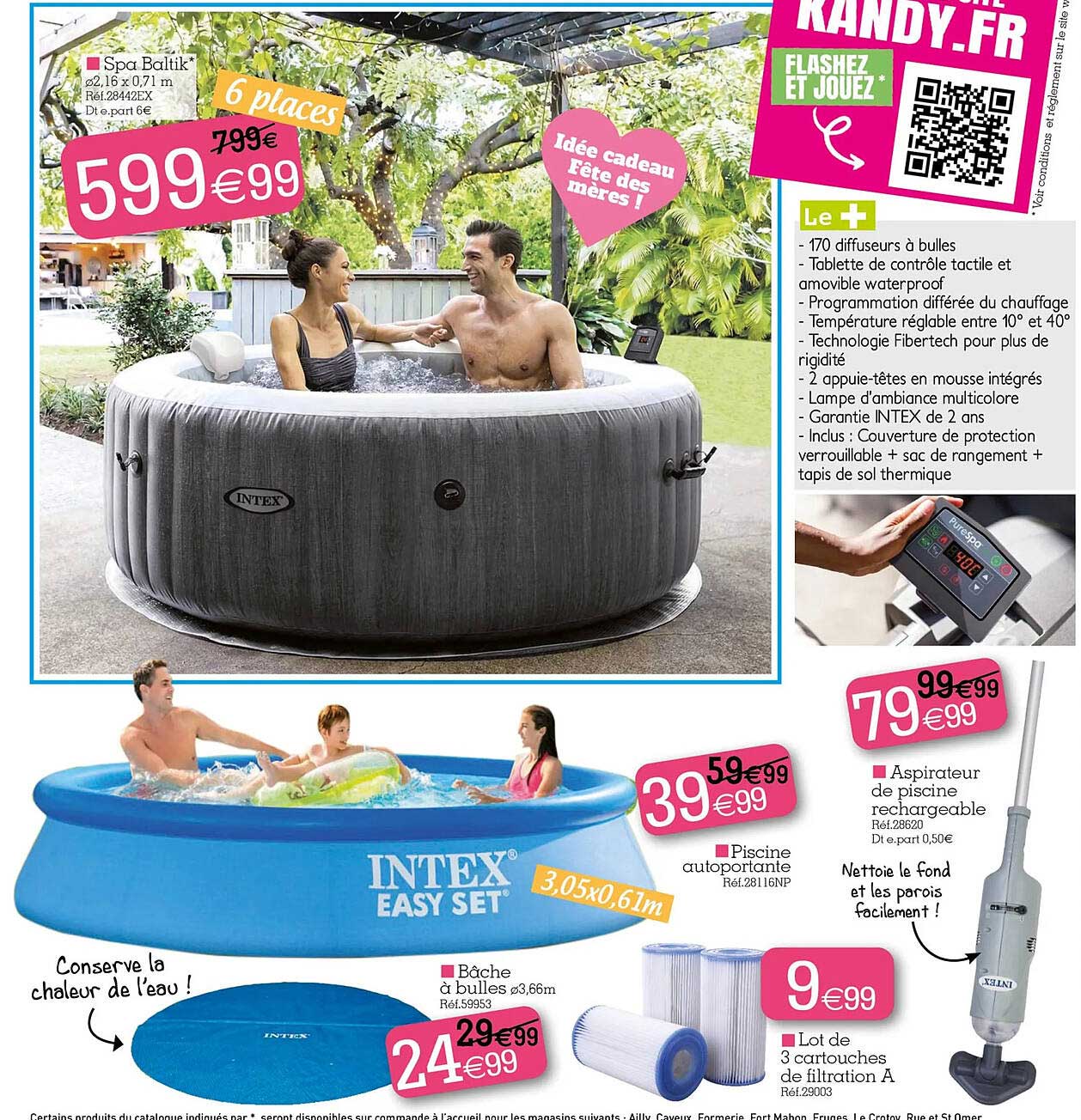 spa baltik, bâche à bulles, piscine autoportante, lot de 3 cartouches de filtration a, aspirateur de piscine rechargeable