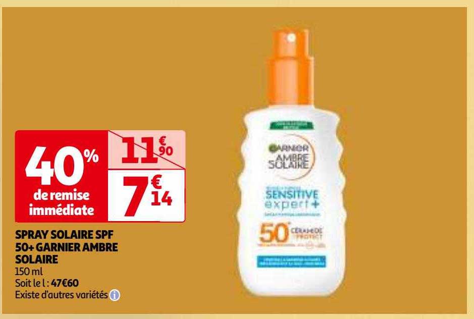 spray solaire spf 50+ garnier ambre solaire