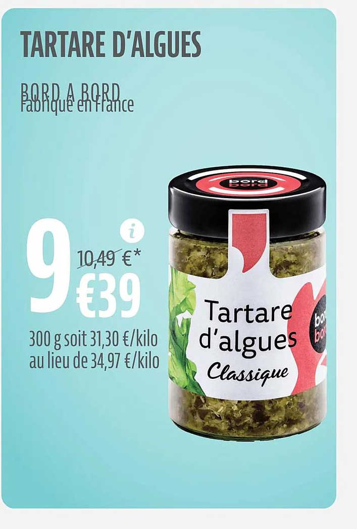 tartare d'algues bord à bord