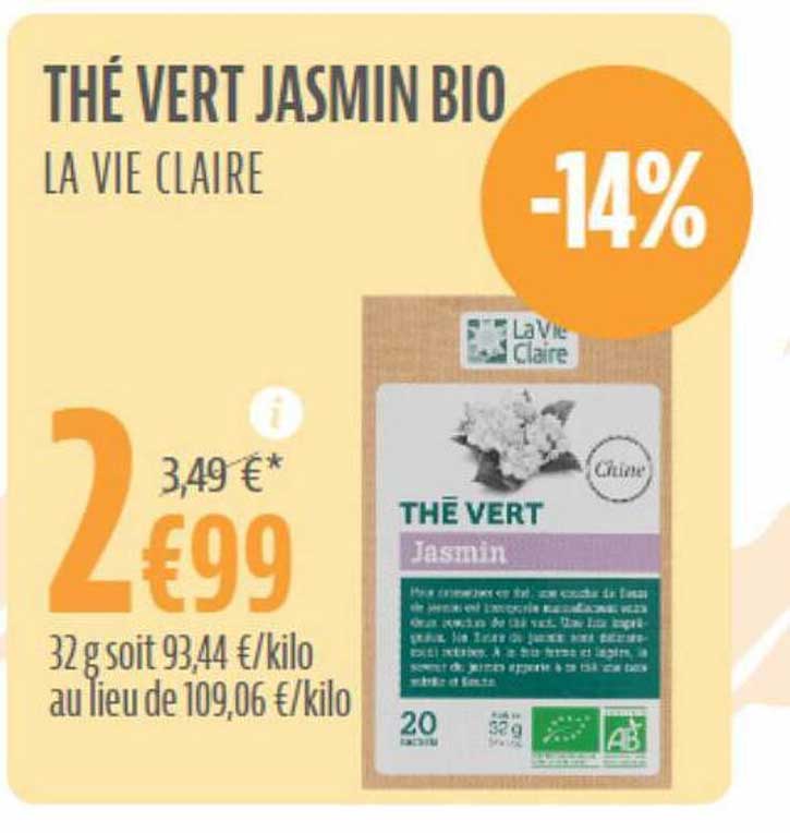 Thé Vert Jasmin Bio La Vie Claire