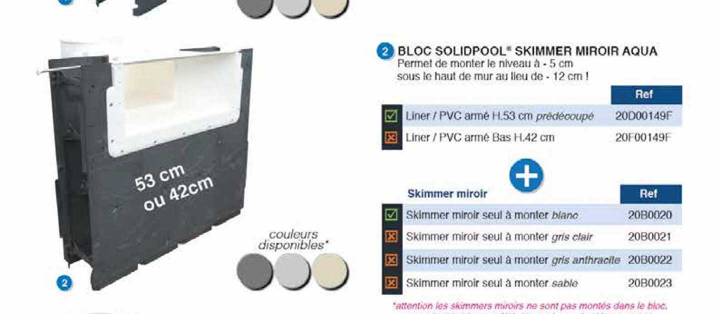 bloc solidpool skimmer miroir aqua