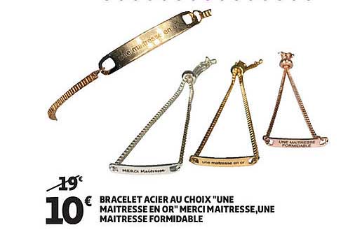 bracelet acier au choix "une maitresse en or" merci maitresse, une maitresse formidable