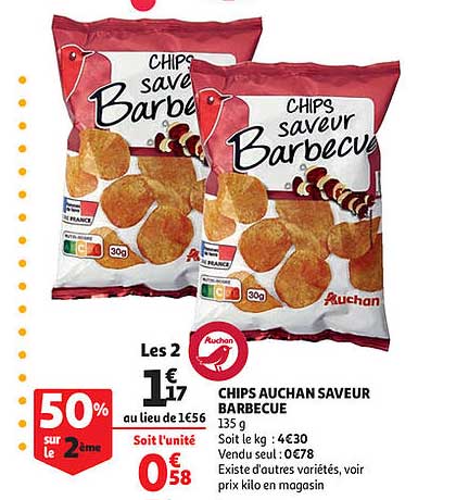 Chips Auchan Saveur Barbecue
