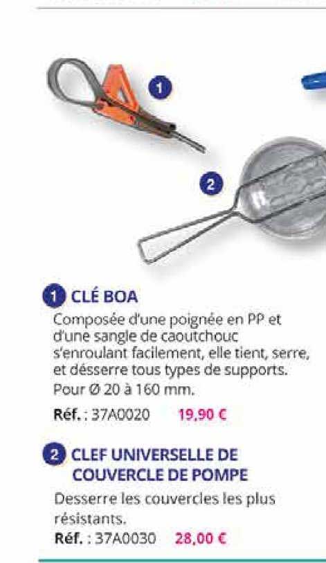 clé boa, clef universelle de couvercle de pompe