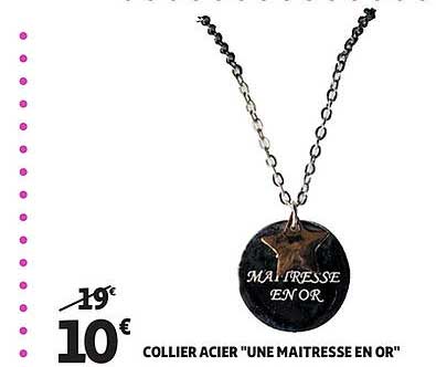 collier acier "une maitresse en or"