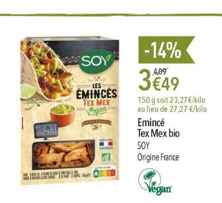 émincé tex mex bio soy