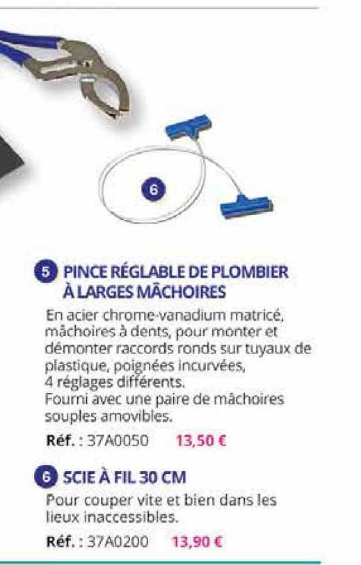 pince réglable de plombier à larges mâchoires, scie à fil 30 cm