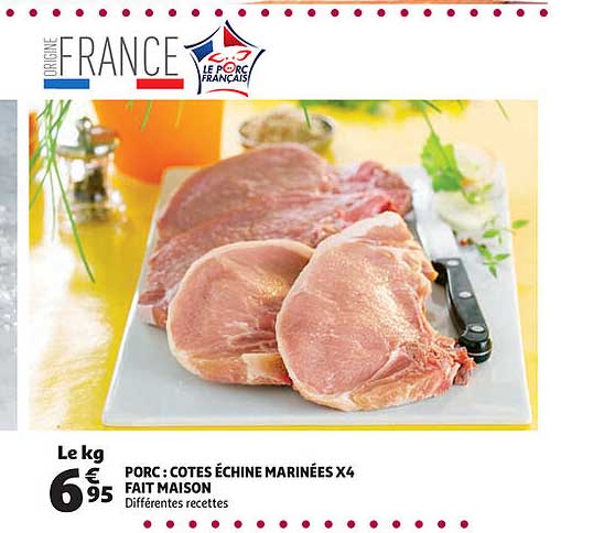porc : côtes échine marinées x4 fait maison