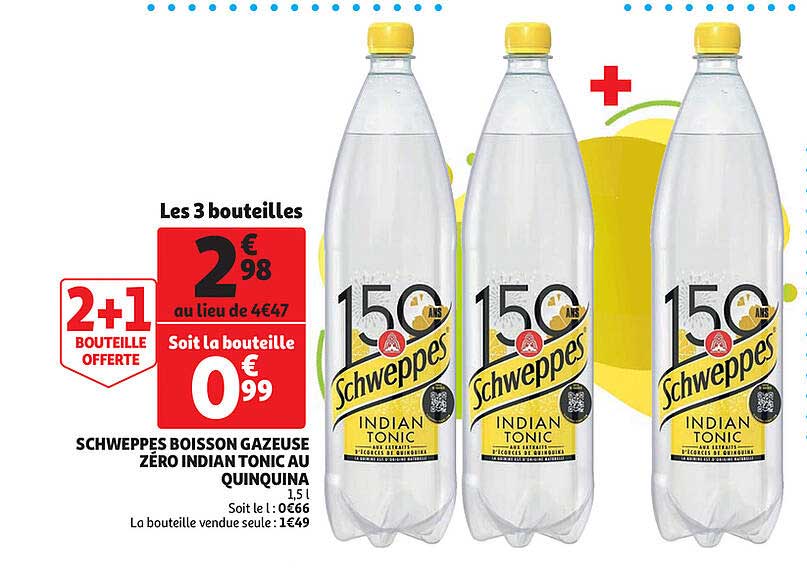 schweppes boisson gazeuse zéro indian tonic au quinquina