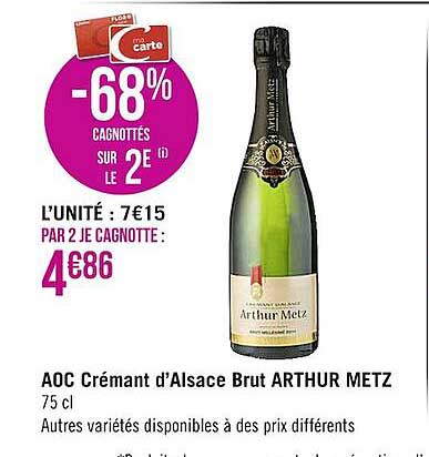 aoc crémant d'alsace brut arthur metz
