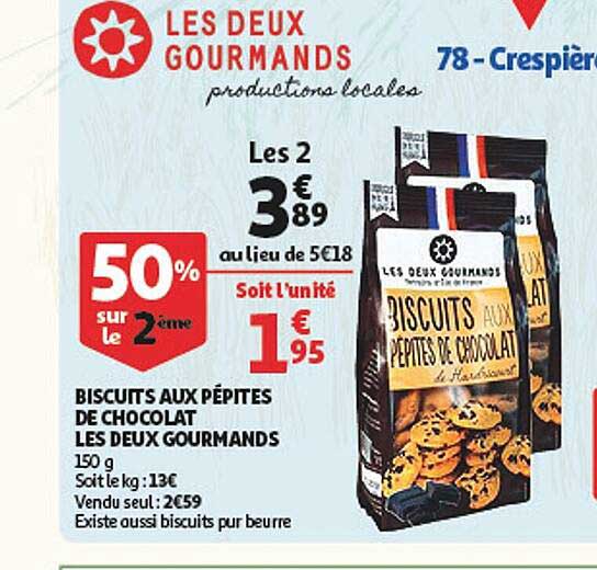 biscuits aux pépites de chocolat les deux gourmands