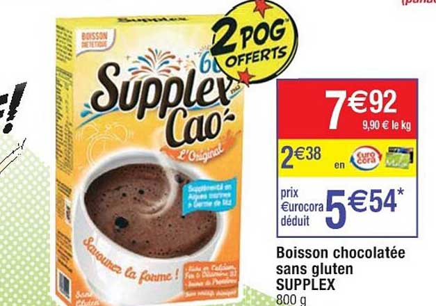 boisson chocolatée sans gluten supplex
