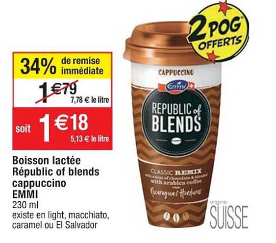 Boisson Lactée Republic Of Blends Cappuccino Emmi
