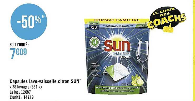 capsules lave-vaisselle citron sun