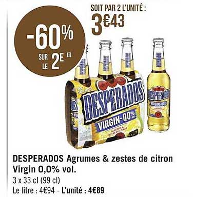 desperados agrumes & zestes de citron virgin