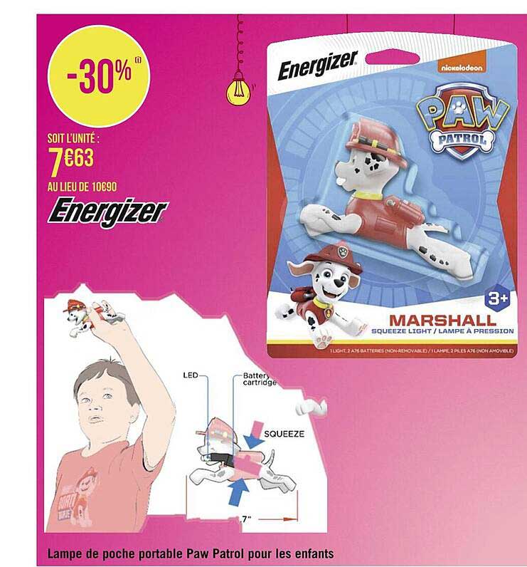 energizer lampe de poche portable paw patrol