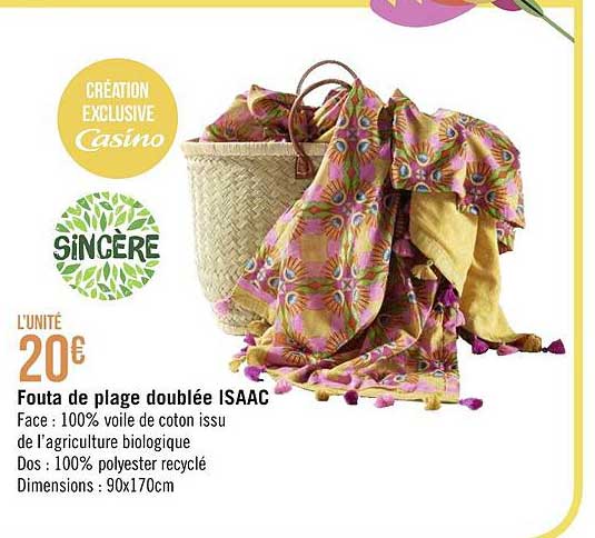 fouta de plage doublée isaac