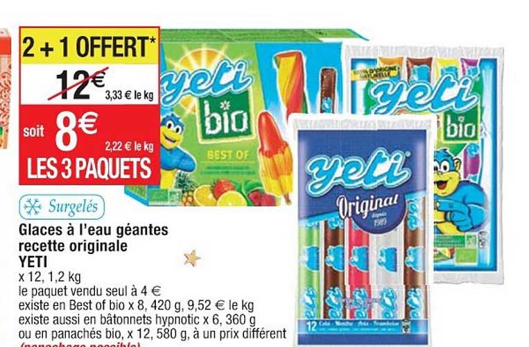 glaces à l'eau géantes recette original yeti