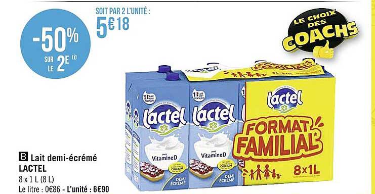 lait demi-écrémé lactel