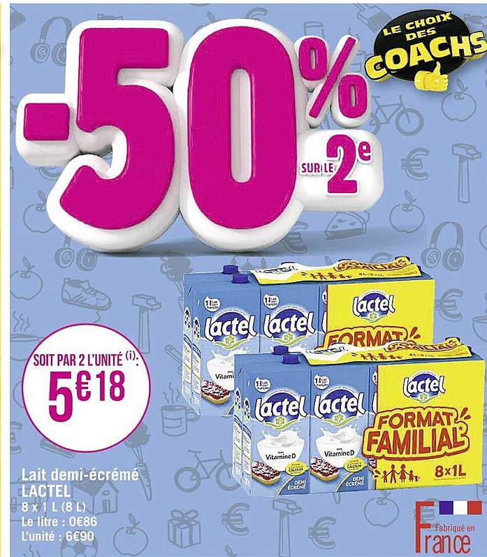 lait demi-écrémé lactel