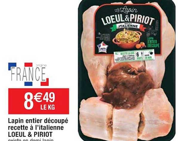 lapin entier découpé recette à l'italienne loeul & piriot