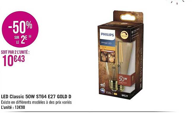 led classic 50w st64 e27 gold d