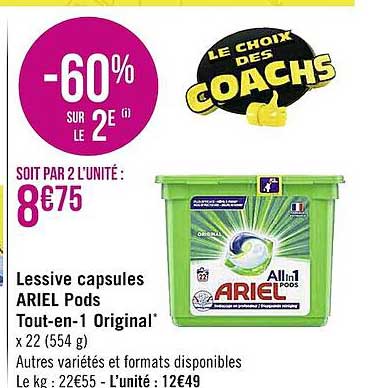 lessive capsules ariel pods tout-en-1 original