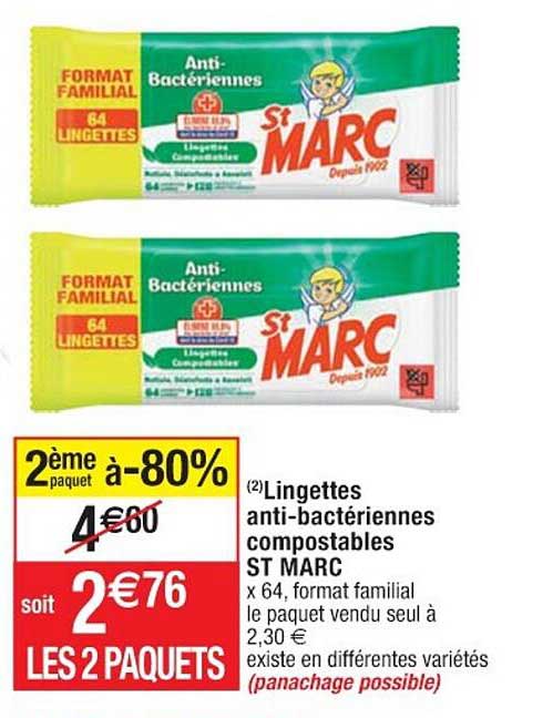 lingettes anti-bactériennes compostables st marc