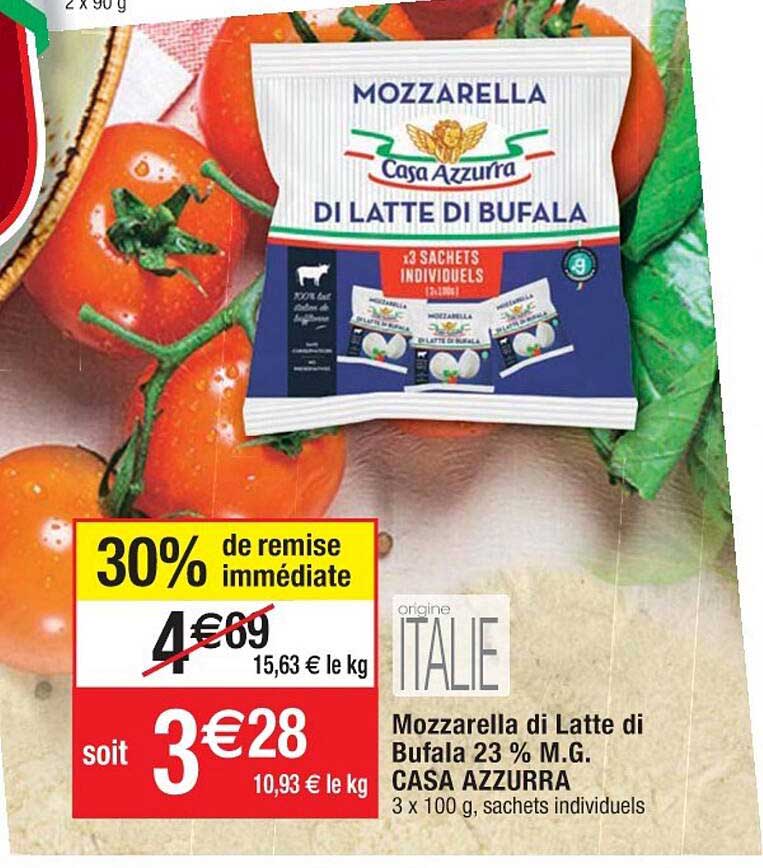 Mozzarella Di Latte Di Bufala 23% Mg Casa Azzurra
