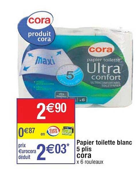 papier toilette blanc 5 plis cora