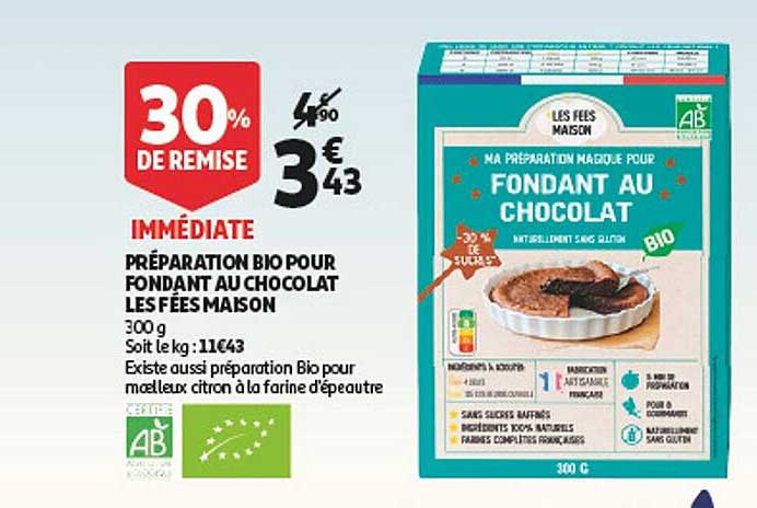 préparation bio pour fondant au chocolat les fées maison