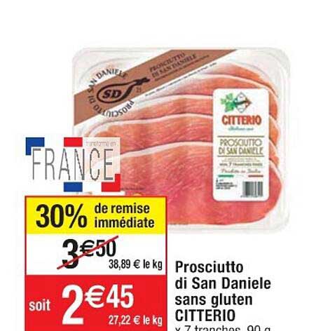 prosciutto di san daniele sans gluten citterio