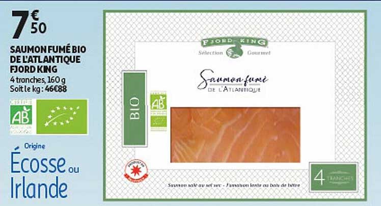 saumon fumé bio de l'atlantique fjord king
