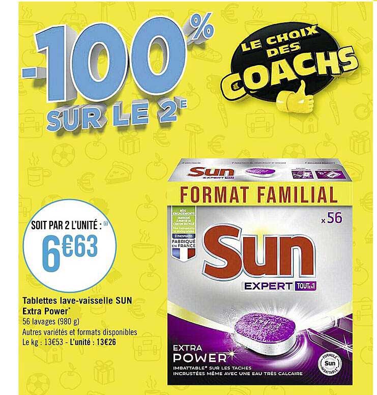 tablettes lave-vaisselle sun extra power