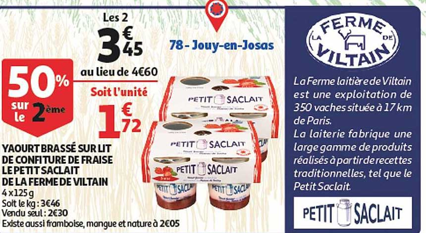 Yaourt Brassé Sur Lit De Confiture De Fraise Le Petit Saclait De La Ferme De Viltain