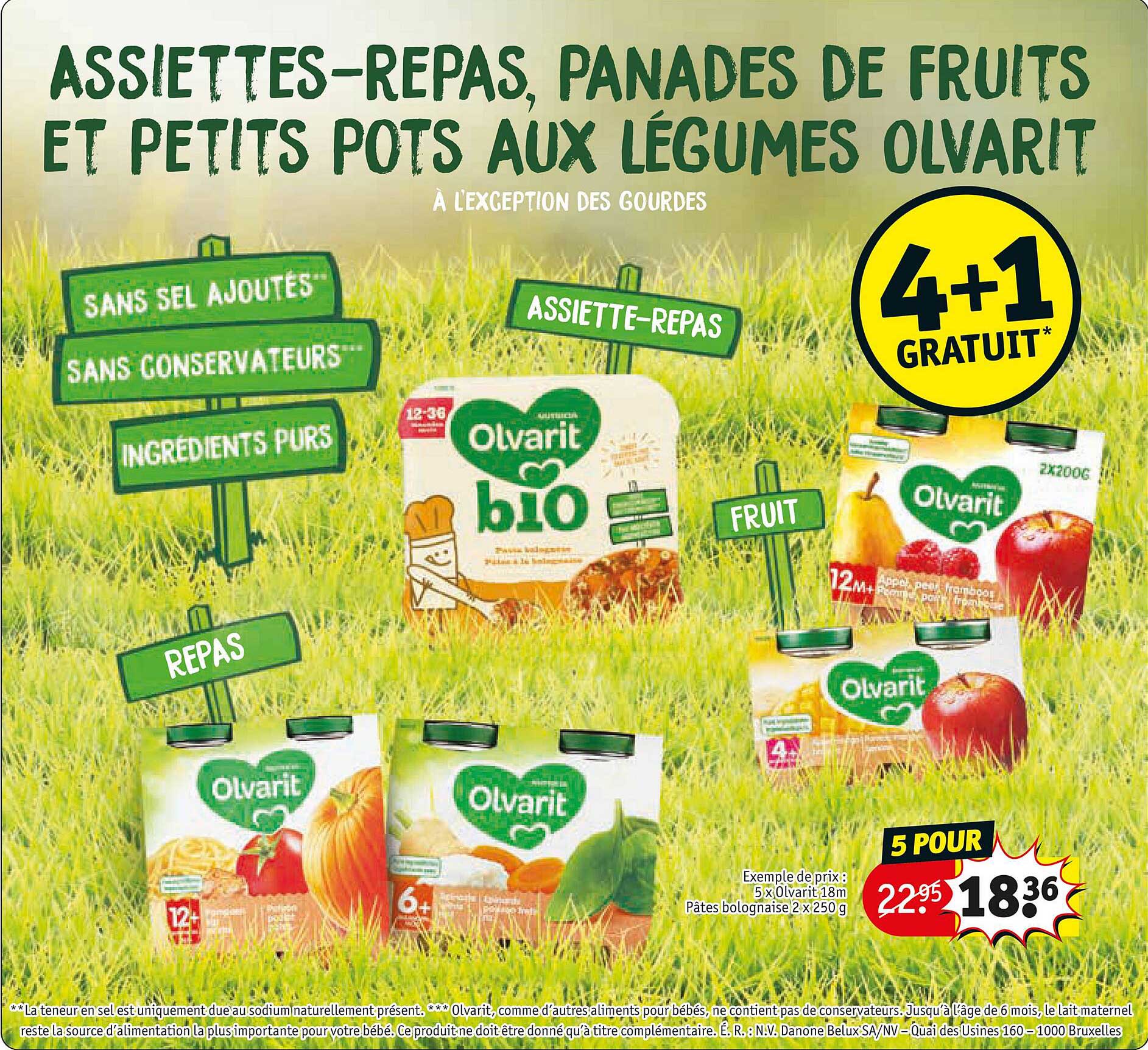 assiettes-repas, panades de fruits et petits pots aux légumes olvarit