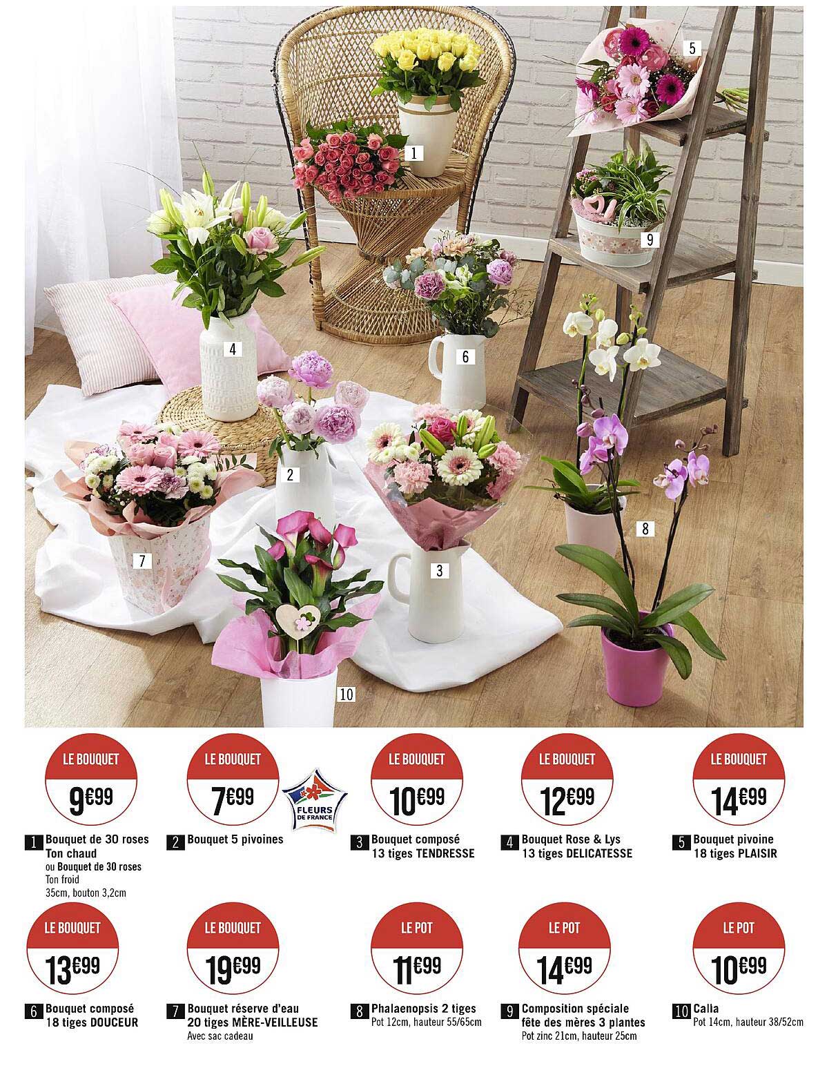 bouquet de 30 roses ton chaud ou bouquet de 30 roses ton froid, bouquet 5 pivoines, bouquet composé 13 tiges tendresse, bouquet rose & lys 13 tiges délicatesse, bouquet pivoine 18 tiges plaisir