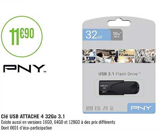 clé usb attache 4 32go 3.1 pny