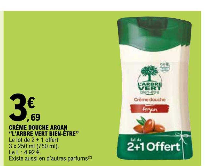 crème douche argan "l'arbre vert bien-être"