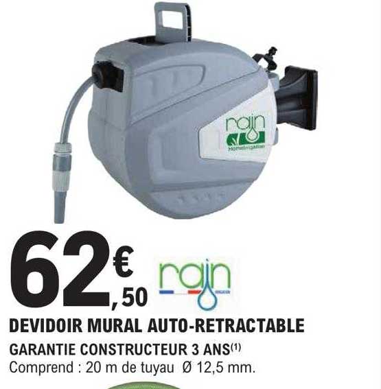 dévidoir mural auto-rétractable rain