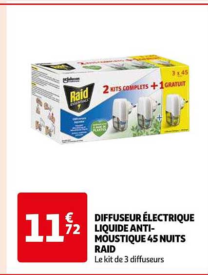 diffuseur électrique liquide anti-moustique 45 nuits raid