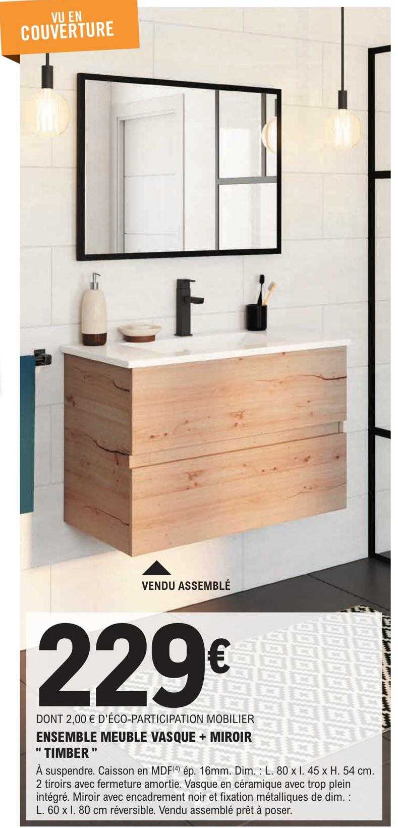 ensemble meuble vasque + miroir "timber"