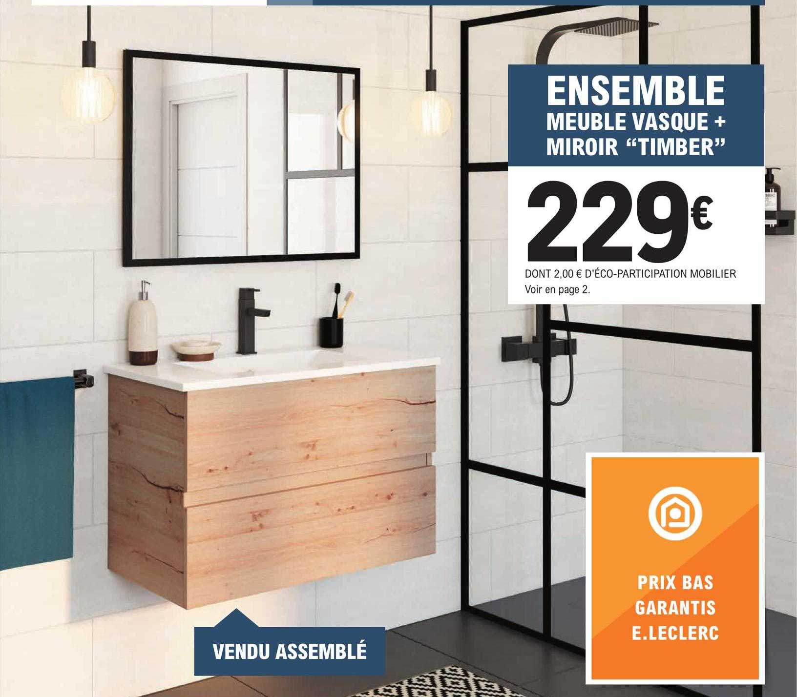 ensemble meuble vasque + miroir "timber"