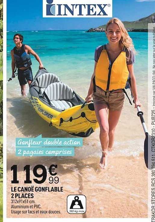 le canoë gonflable 2 places intex